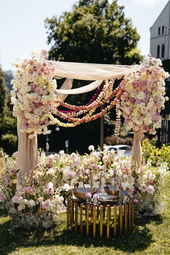 Floral ceremony arch at Bled Rose Hotel, photo Albare