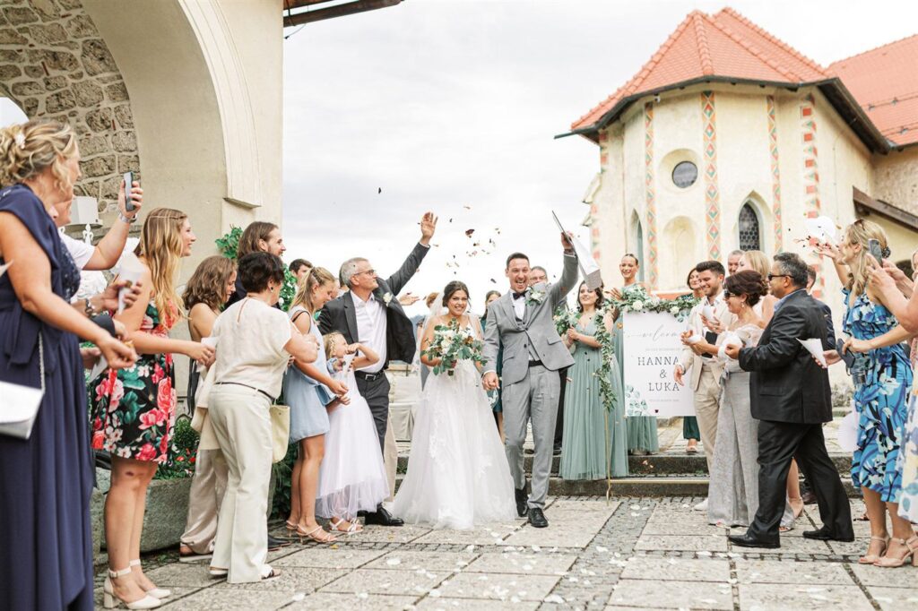 Toast during a wedding celebration at Bled Rose Hotel