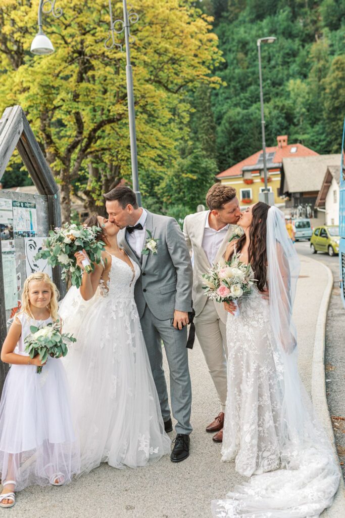 Wedding guests during the ceremony at Bled Rose Hotel